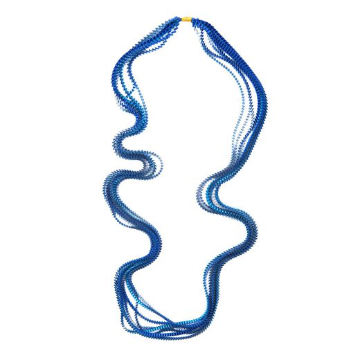 Blue pleat satin necklace